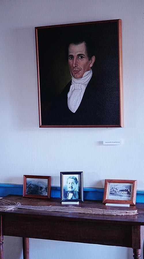 image of a portrait painting that used to hang in the Baldwin Home Museum. 